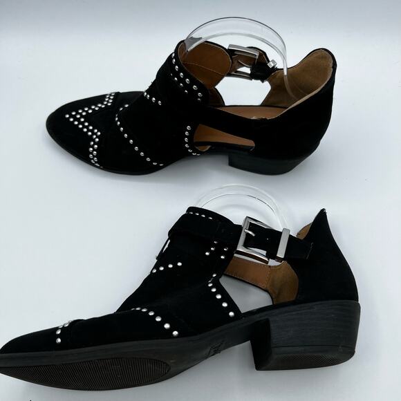 Qupid Black Cut Out Studded Pointed Toe Ankle Boots Size 8 - Picture 6 of 7